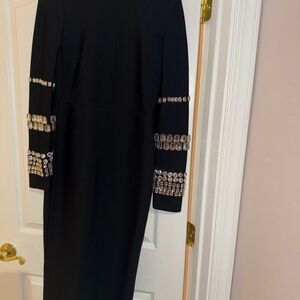 Black Bandage Dress with Embellished Crystal Sleeves